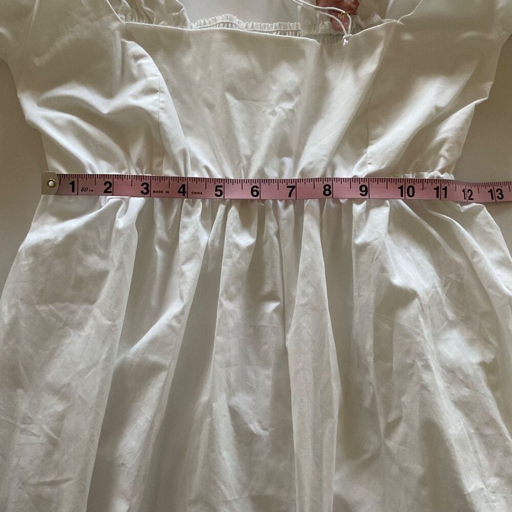 Show Me Your Mumu White Amore Poplin Puff Sleeve Babydoll Dress M Milkmaid Boho - Picture 12 of 13